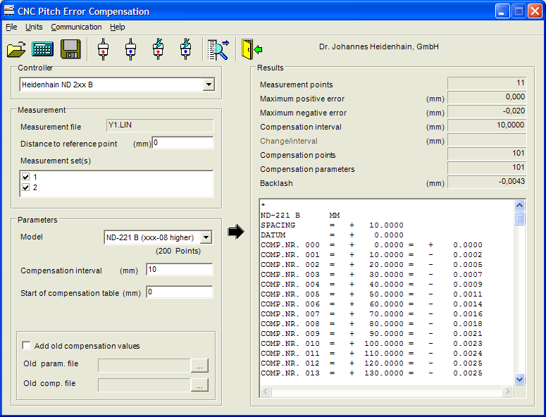 Sample screen Heidenhain ND2xx