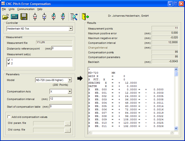 Sample screen Heidenhain ND7xxx